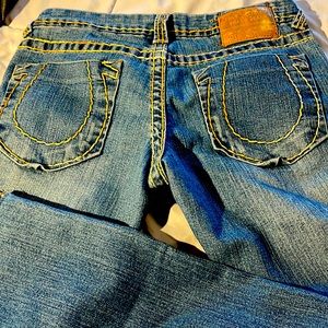 Size 28 limited edition World Tour True Religion  jeans orange and yellow thread